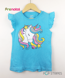 girls t shirt blue unicorn 1