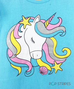 girls t shirt blue unicorn 2